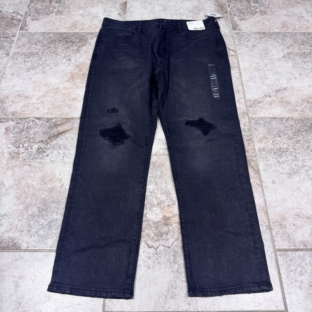 AEROPOSTALE Jeans Men's‎ 36x32 Aero Straight Black Premium Air Denim Distressed